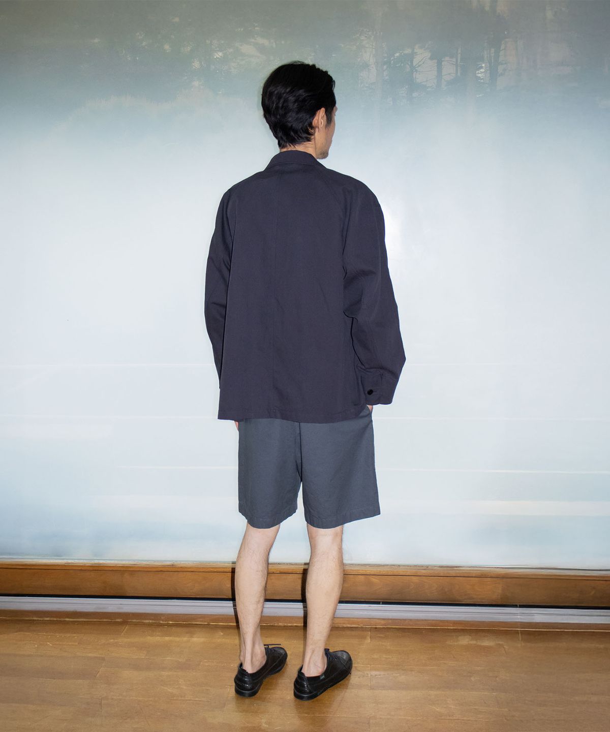 블랭크룸(BLANKROOM) 워시드 밴딩 쇼츠_CHARCOAL NAVY