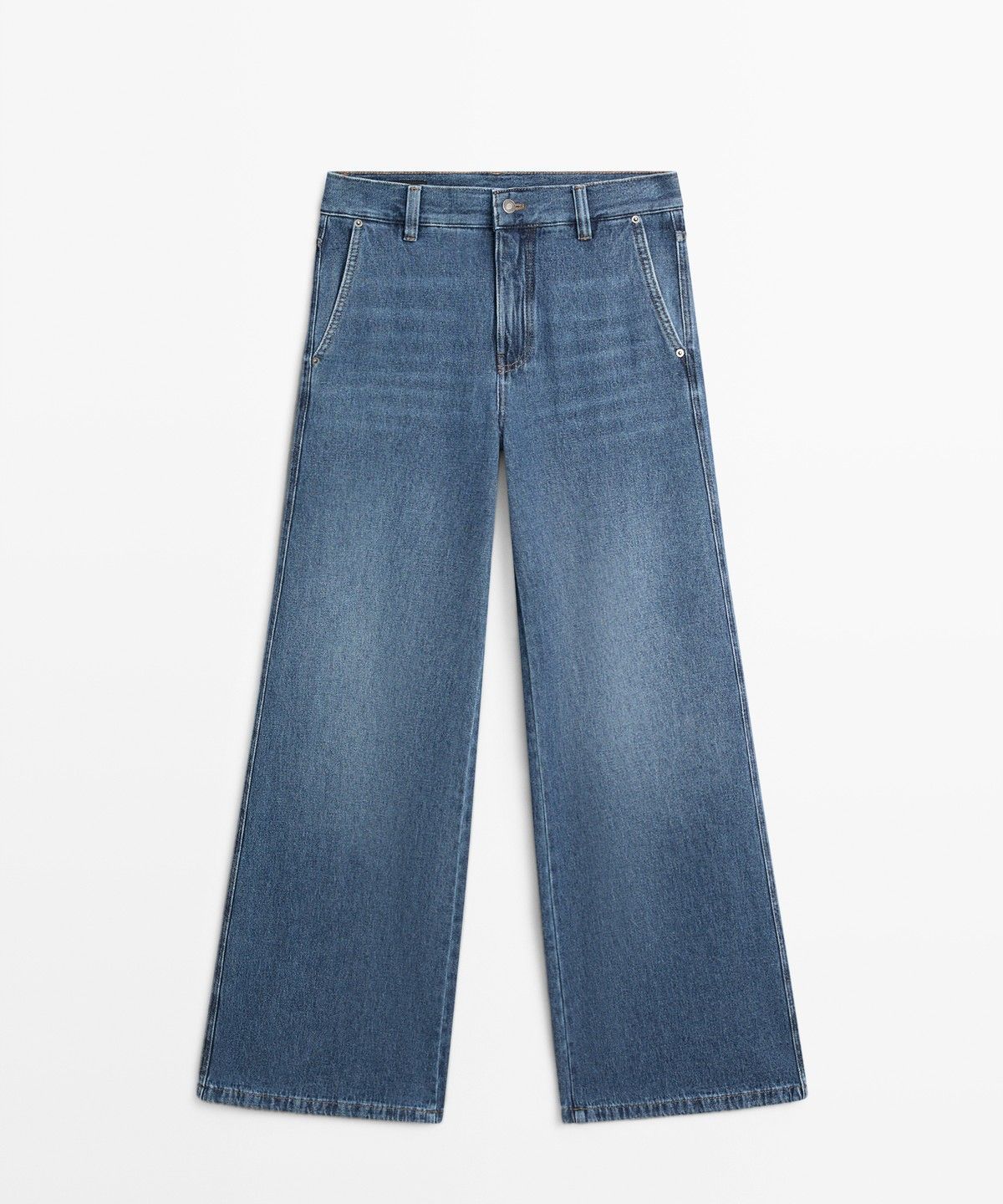 마시모두띠(MASSIMO DUTTI) 미드라이즈 와이드 레그 진