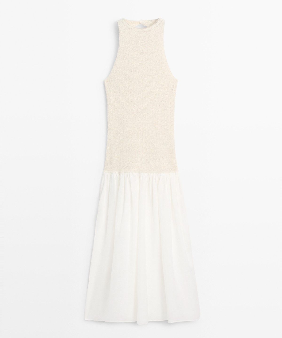 마시모두띠(MASSIMO DUTTI) 홀터넥 콤비 미디 원피스
