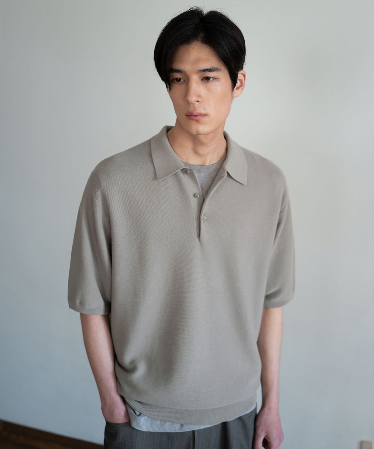 블랭크룸(BLANKROOM) 토렌 폴로 니트_WASHED BEIGE
