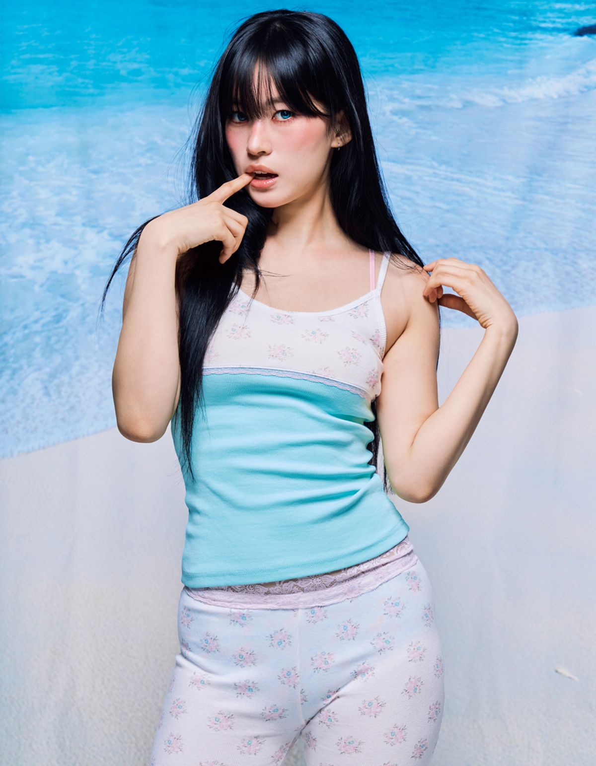 혼쿄(HONKYO) Double Strap Lace Sleeveless- Mint Flower
