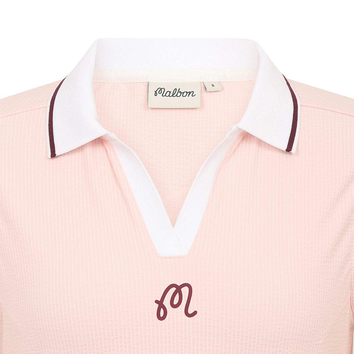 말본 골프(MALBON GOLF) 여성 시어서커 저지 슬림핏 카라 탑 PINK (WOMAN)