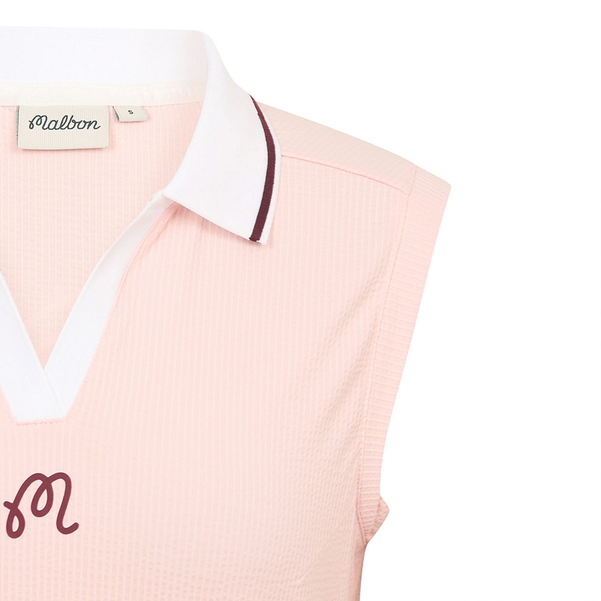 말본 골프(MALBON GOLF) 여성 시어서커 저지 슬림핏 카라 탑 PINK (WOMAN)
