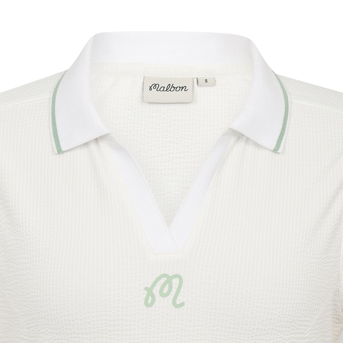 말본 골프(MALBON GOLF) 여성 시어서커 저지 슬림핏 카라 탑 WHITE (WOMAN)