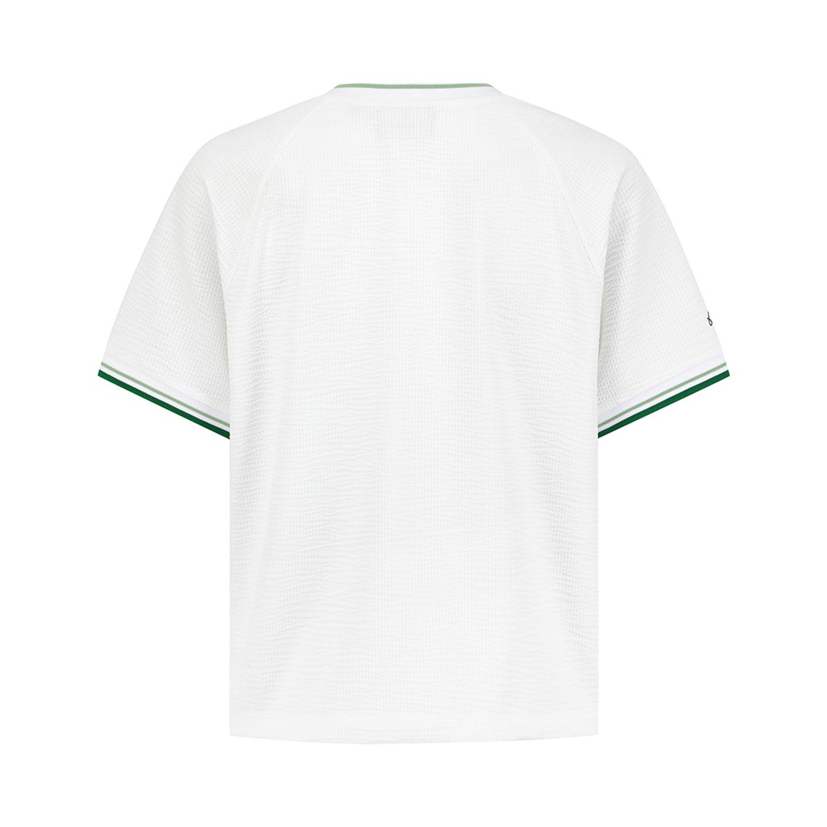 말본 골프(MALBON GOLF) 시어서커 저지 세미오버 브이넥 티셔츠 WHITE (WOMAN)