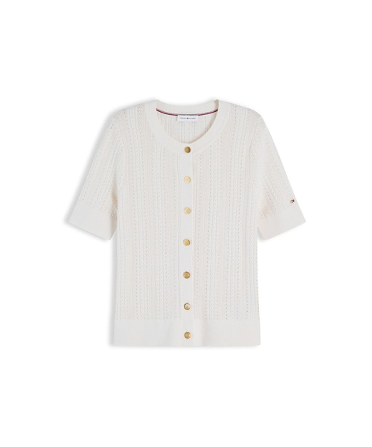 타미힐피거(TOMMY HILFIGER) 골드 버튼 케이블 크루넥 가디건