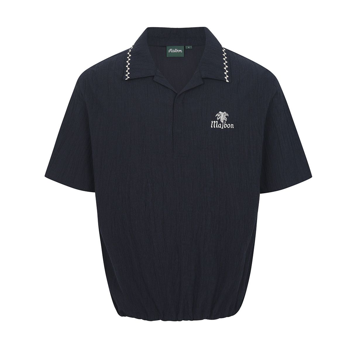말본 골프(MALBON GOLF) 썸머 플리츠 반오픈카라 티셔츠 NAVY (MAN)