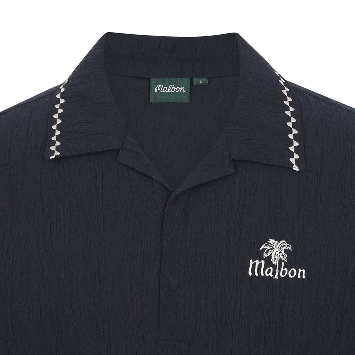 말본 골프(MALBON GOLF) 썸머 플리츠 반오픈카라 티셔츠 NAVY (MAN)