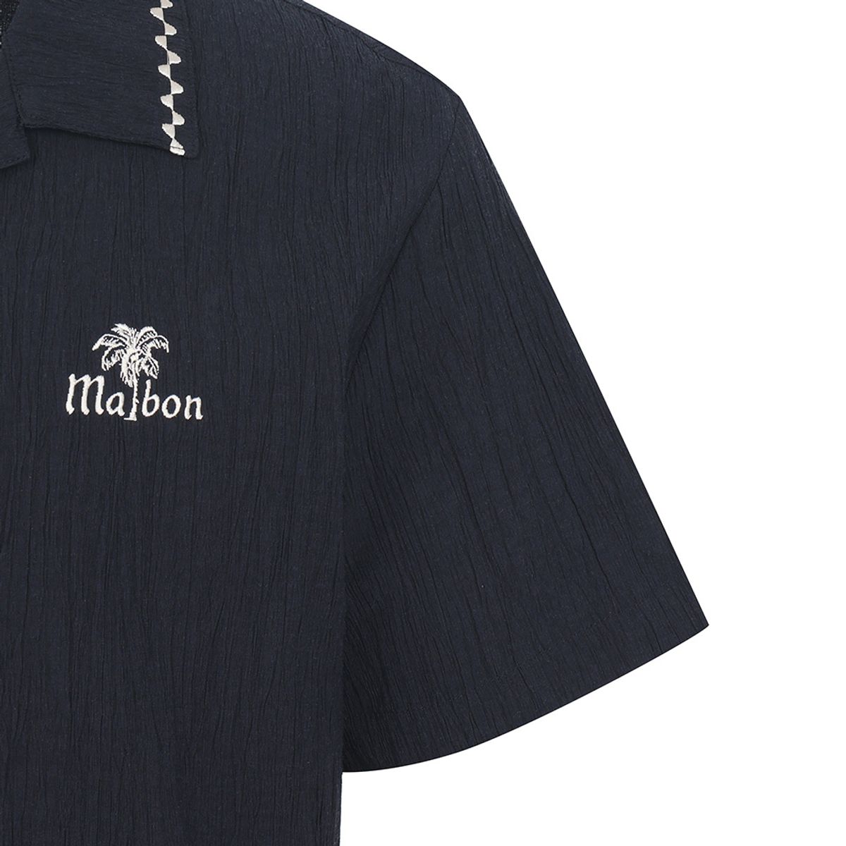말본 골프(MALBON GOLF) 썸머 플리츠 반오픈카라 티셔츠 NAVY (MAN)