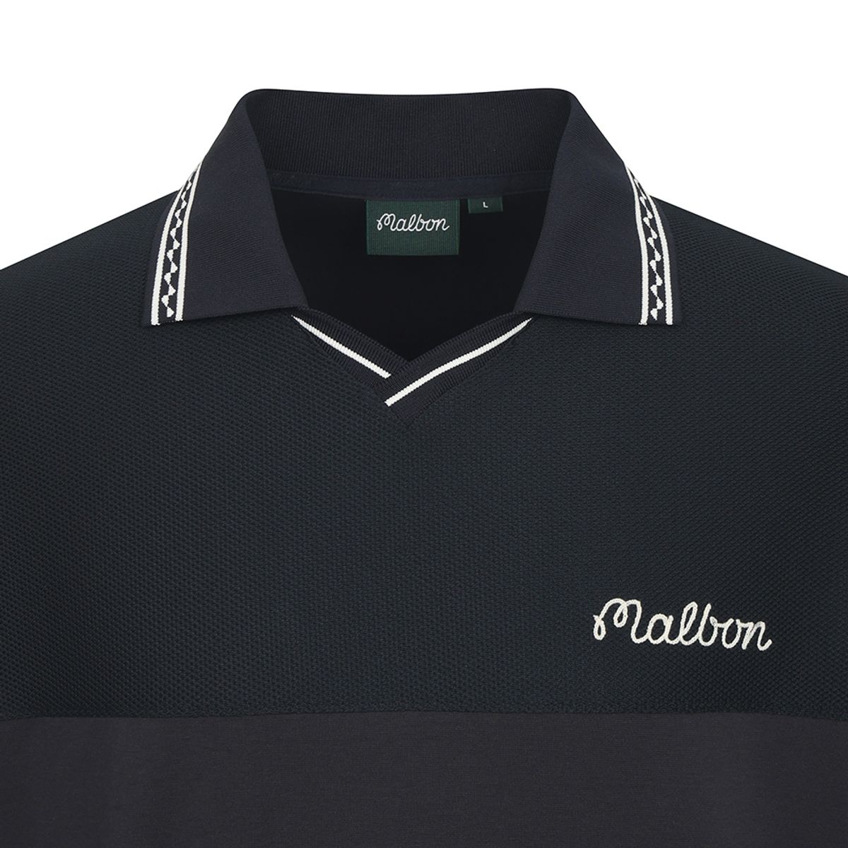 말본 골프(MALBON GOLF) 저지 크로셰 하이브리드 변형카라 티셔츠 NAVY (MAN)