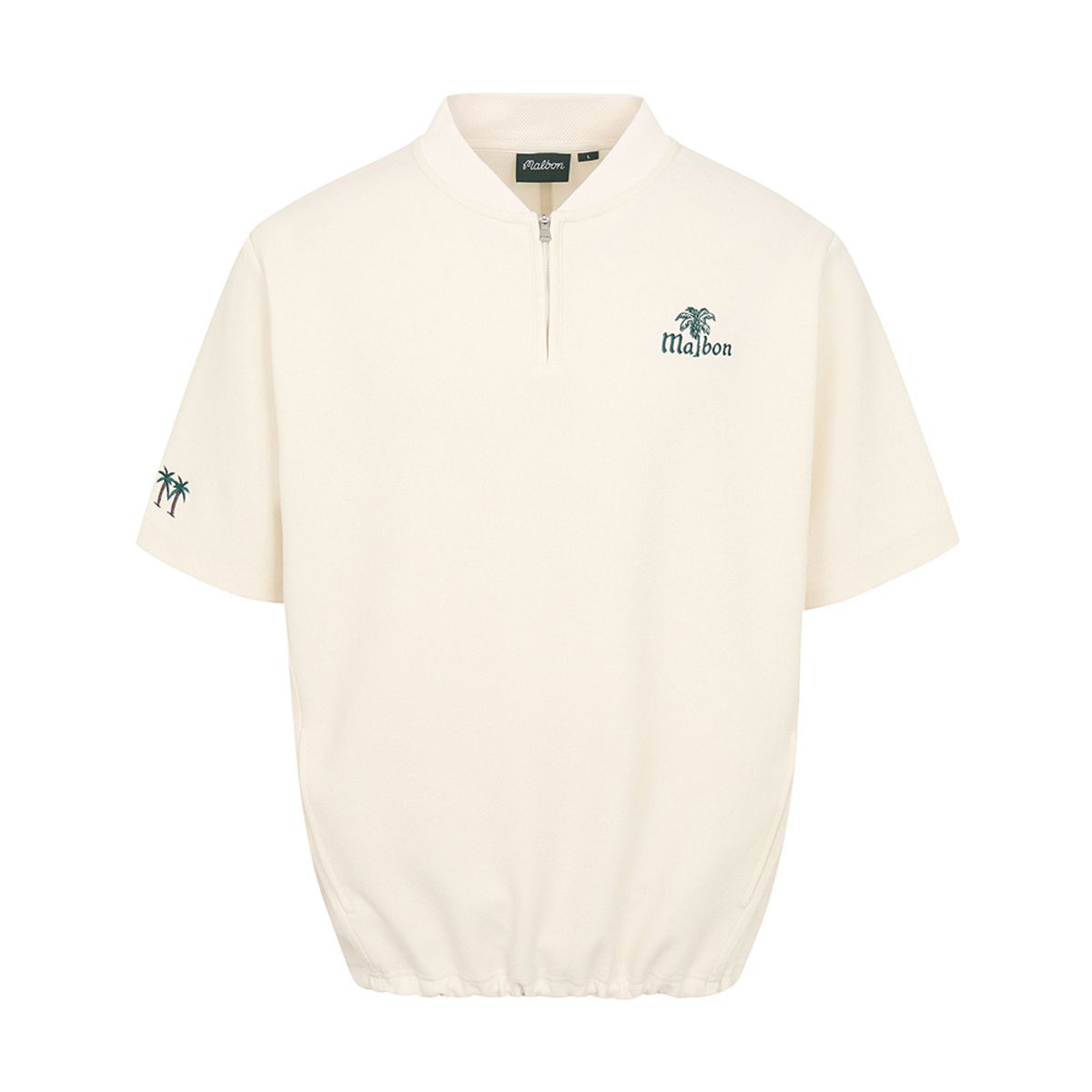 말본 골프(MALBON GOLF) 썸머 테리 세미오버핏 하프집 티셔츠 CREAM