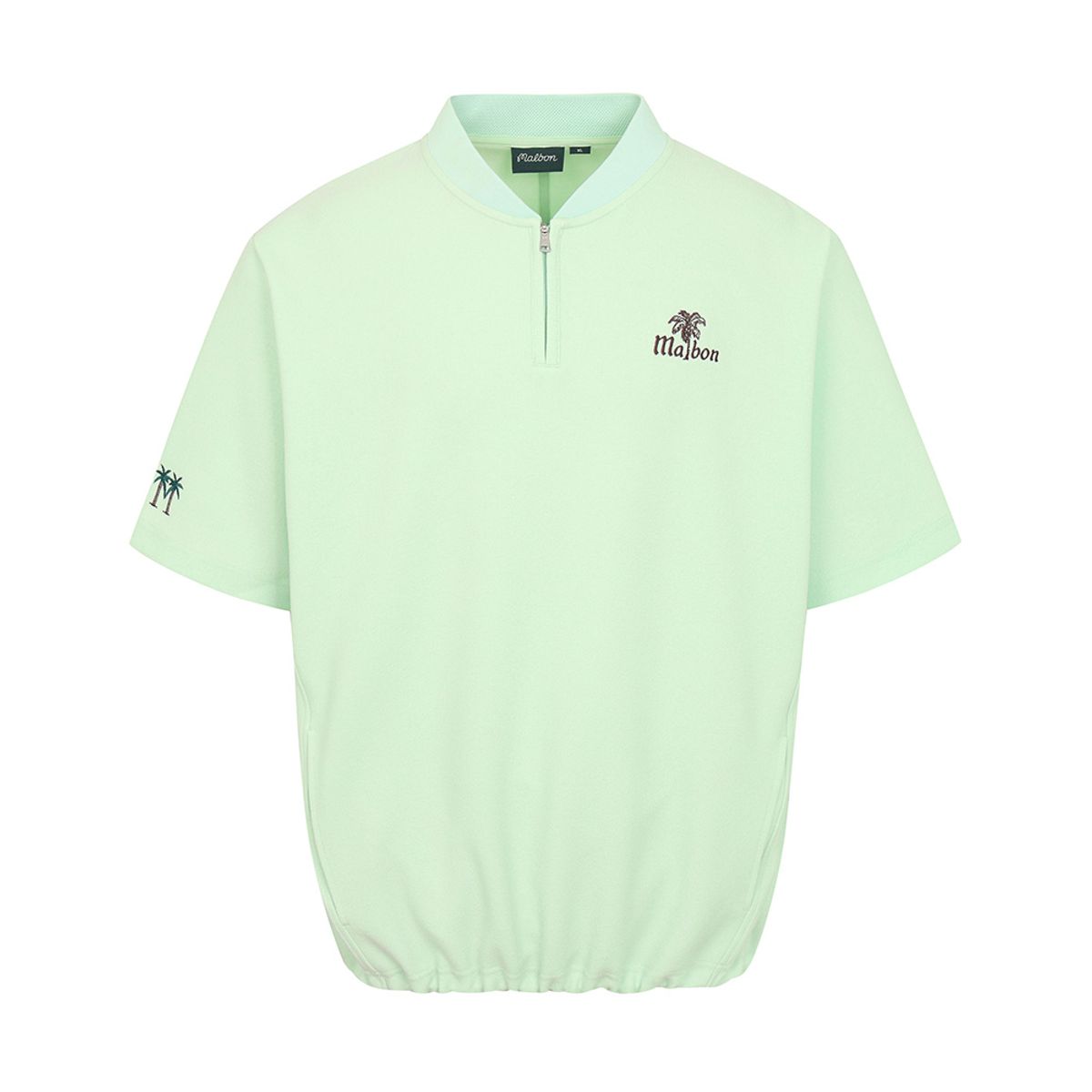 말본 골프(MALBON GOLF) 썸머 테리 세미오버핏 하프집 티셔츠 MINT GREEN