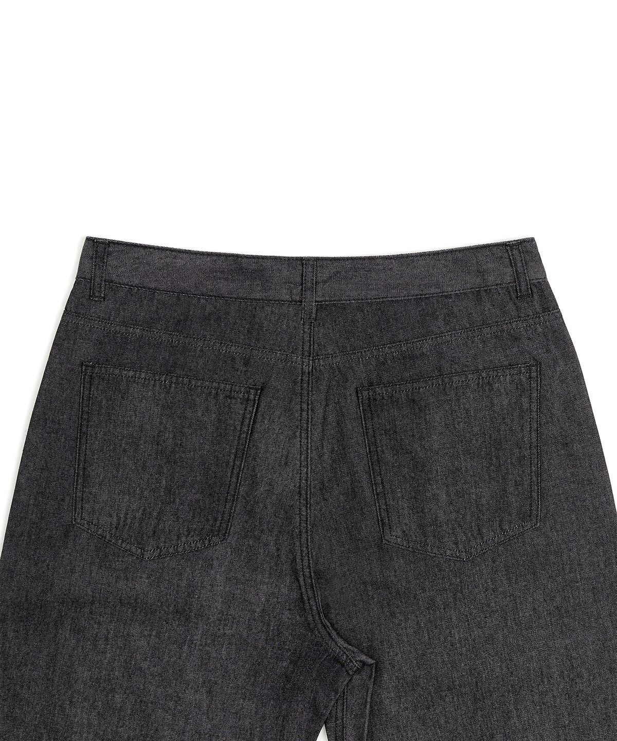 토피(TOFFEE) [여름 기획 원단] 커브드 배럴 데님 팬츠 (BLACK)