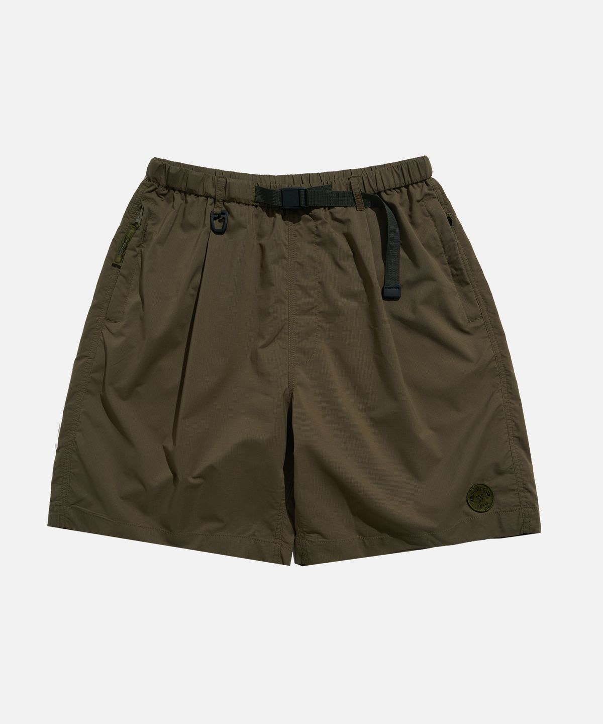 미드업데이트(MIDUPDATE) Circle Badge Technical Nylon Shorts brown