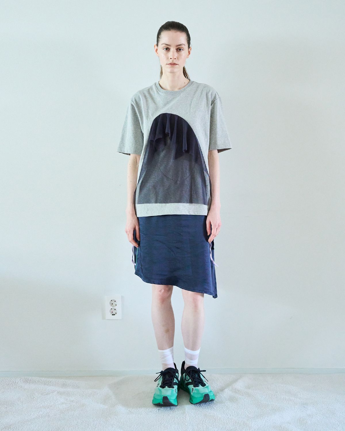 씬(SEEN) MESH PATCHED T-SHIRTS (Melange)