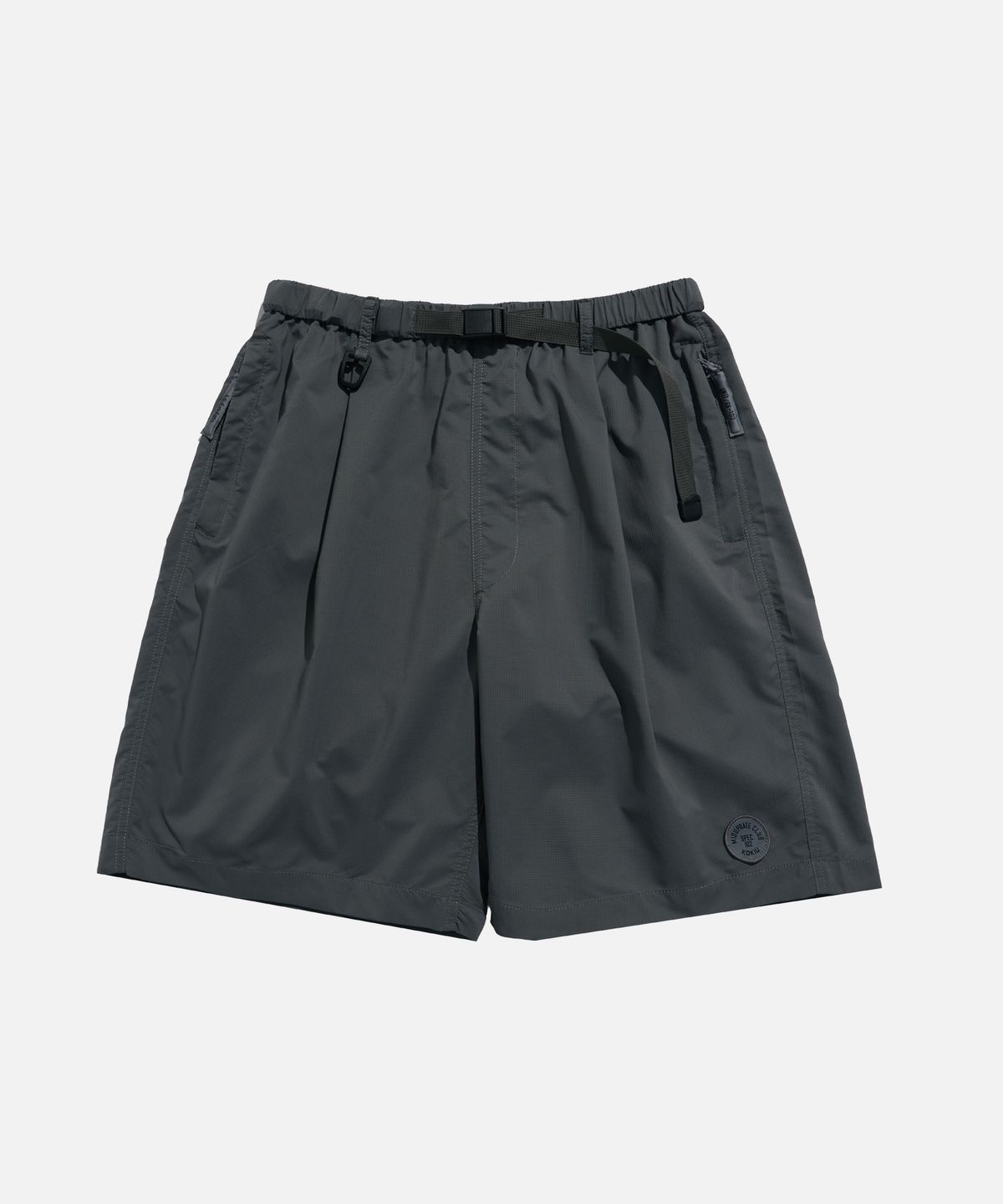 미드업데이트(MIDUPDATE) Circle Badge Technical Nylon Shorts gray