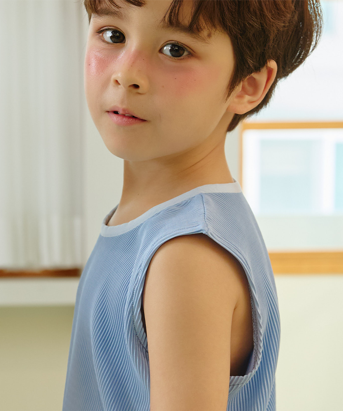라메종드도도(LA MAISON DE DODO) SUMMER BREEZE PLEATS TOP (Baby Blue)_키즈플리츠