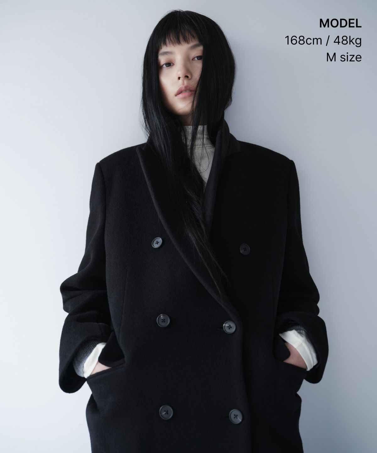 무신사 스탠다드 우먼(MUSINSA STANDARD WOMAN) 우먼즈 캐시미어 블렌드 더블 체스터 롱 코트 [블랙]