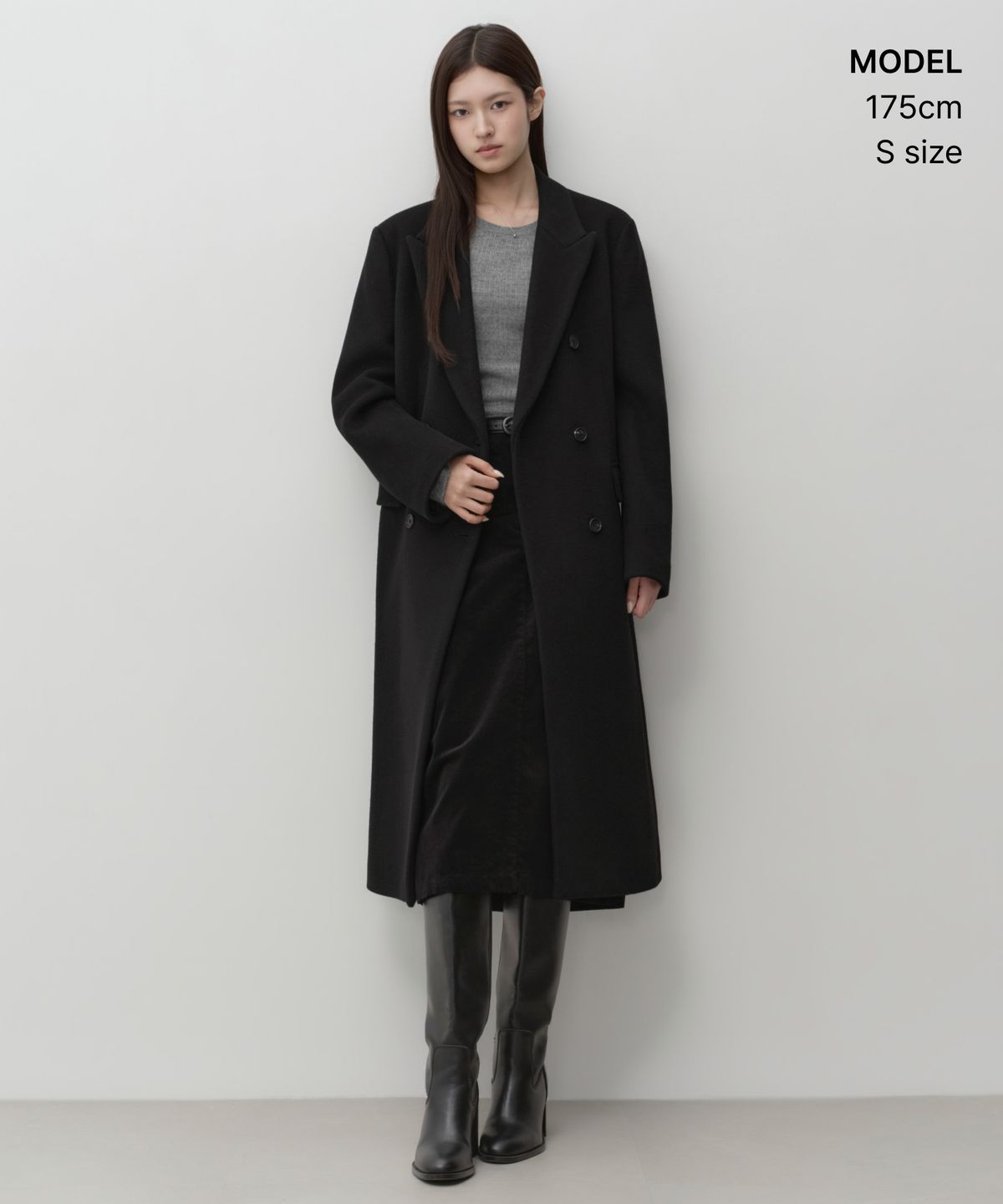 무신사 스탠다드 우먼(MUSINSA STANDARD WOMAN) 우먼즈 캐시미어 블렌드 더블 체스터 롱 코트 [블랙]