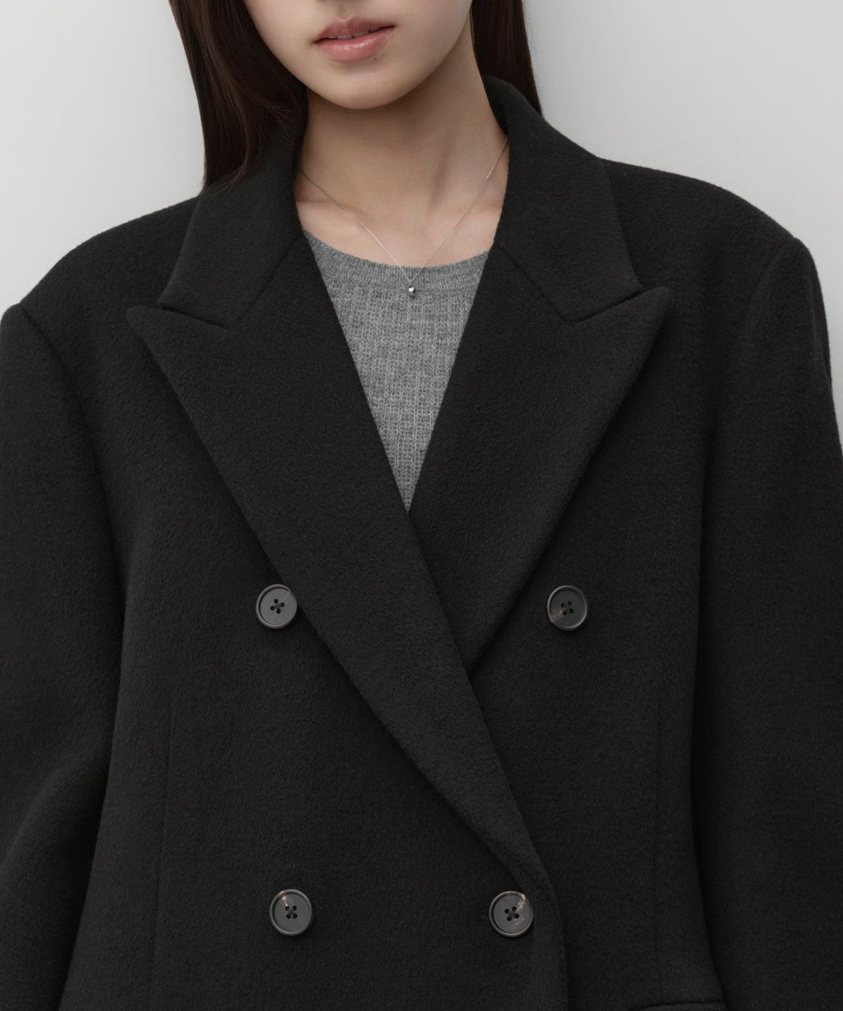 무신사 스탠다드 우먼(MUSINSA STANDARD WOMAN) 우먼즈 캐시미어 블렌드 더블 체스터 롱 코트 [블랙]