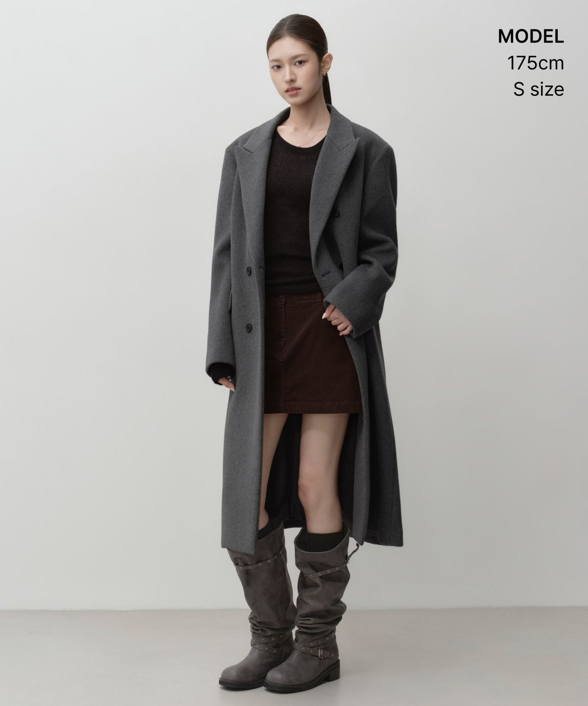 무신사 스탠다드 우먼(MUSINSA STANDARD WOMAN) 우먼즈 캐시미어 블렌드 더블 체스터 롱 코트 [미디엄 그레이]