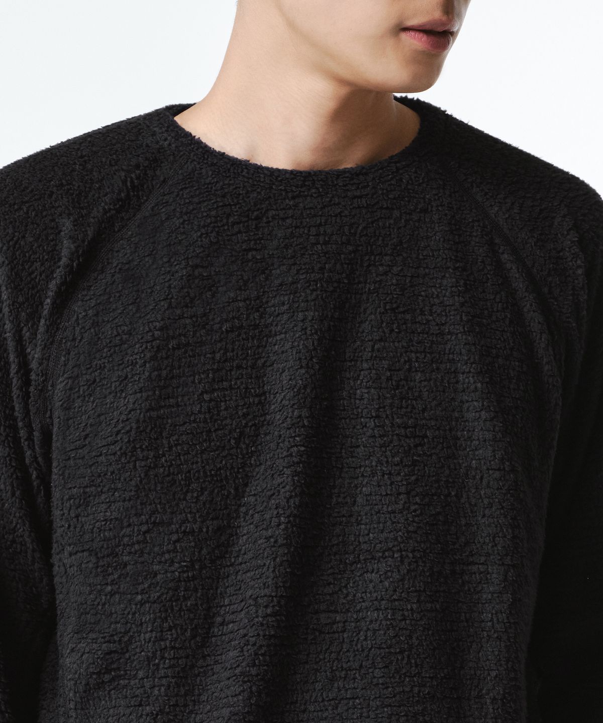 무신사 스탠다드(MUSINSA STANDARD) [시티 레저] 메시 플리스 크루 넥 긴소매 티셔츠 [블랙]
