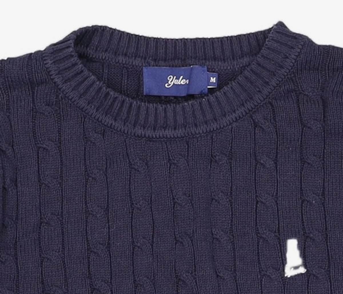 예일(YALE) [100% COTTON] 우먼즈 헤리티지 댄 케이블 니트 네이비 M