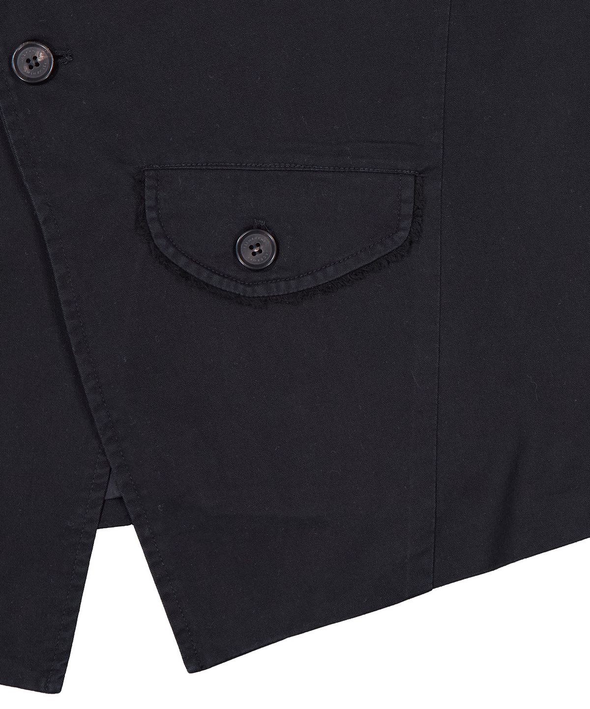 래크로프(LACKROPE) ASYMMETRIC RAW CUT VEST - BLACK