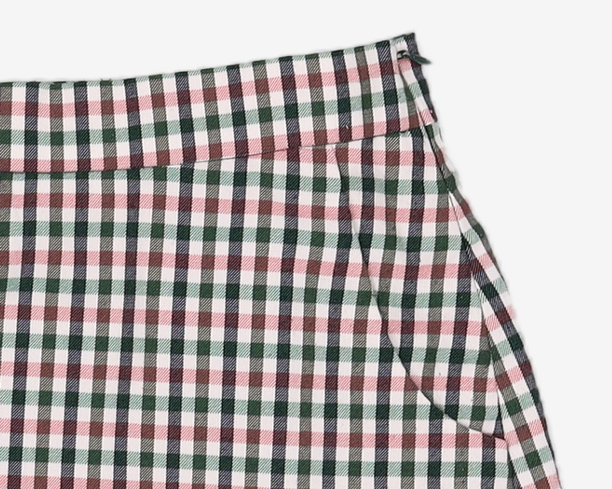 룩캐스트(LOOKAST) PINK GINGHAM CHECK MINI SKIRT M