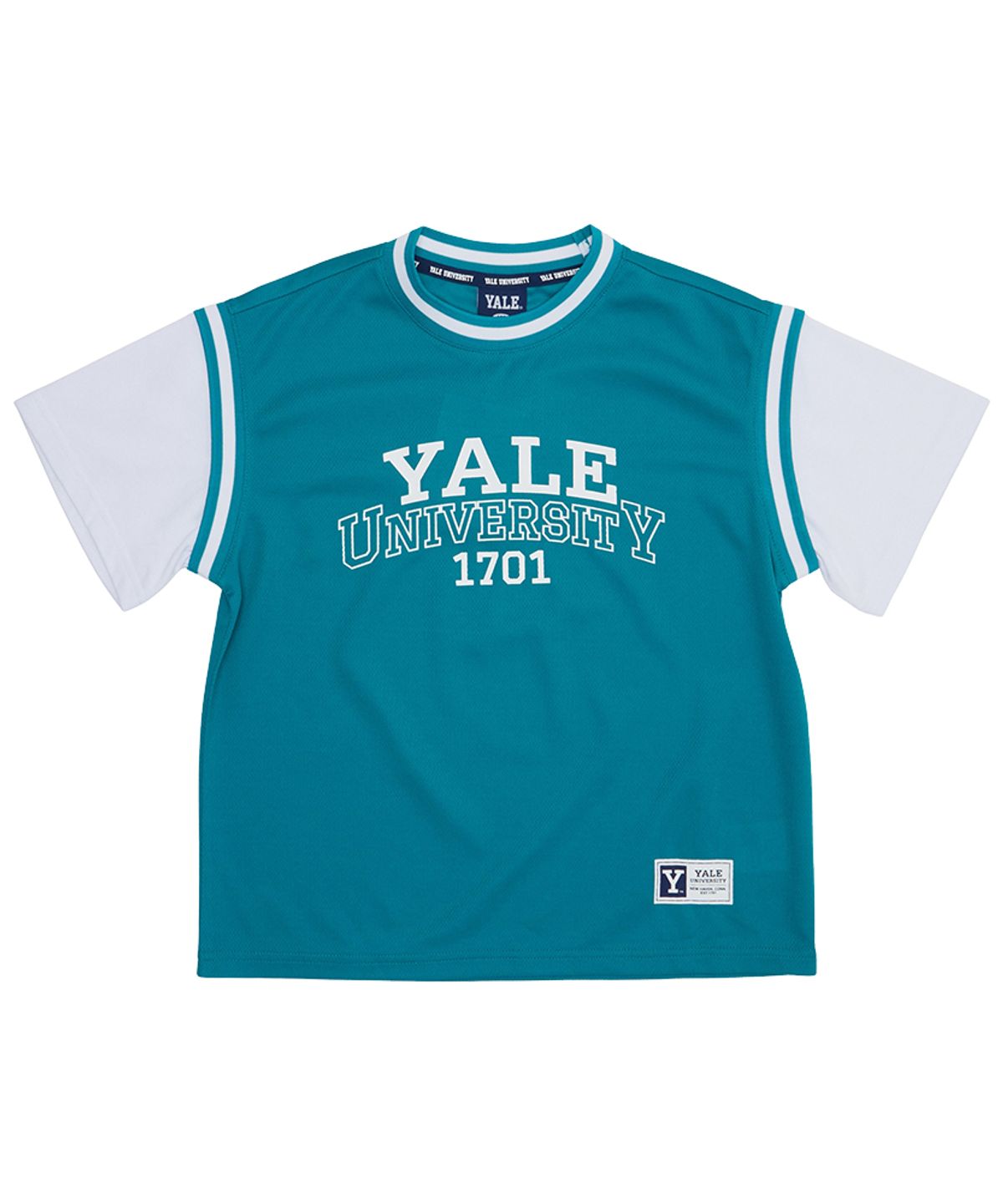 예일키즈(YALE KIDS) 소매 배색 저지 하프 티셔츠 A5M008