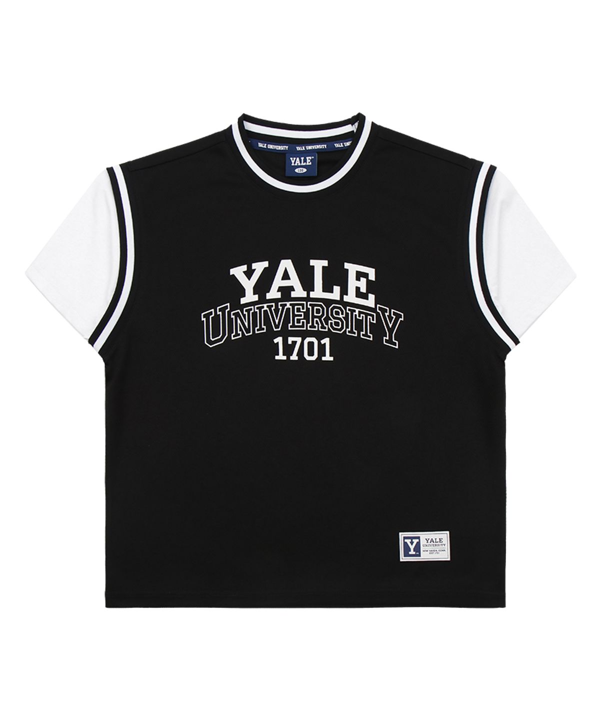예일키즈(YALE KIDS) 소매 배색 저지 하프 티셔츠 A5M008