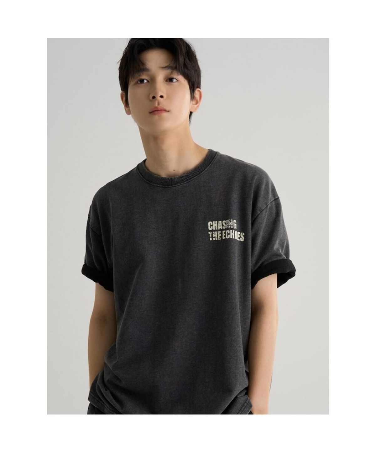 에잇세컨즈(8SECONDS) 빈티지 다잉 반소매 스웻셔츠  애쉬