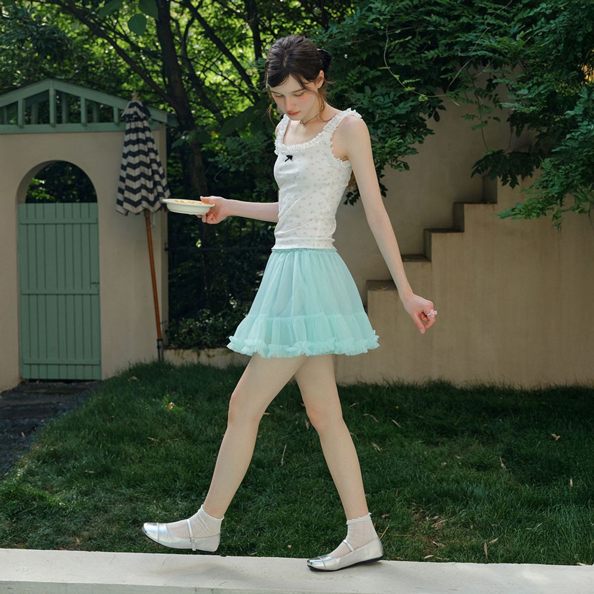 쎄무아듀(CEST MOIDEW) Cest_Mesh ruffle mini skirt
