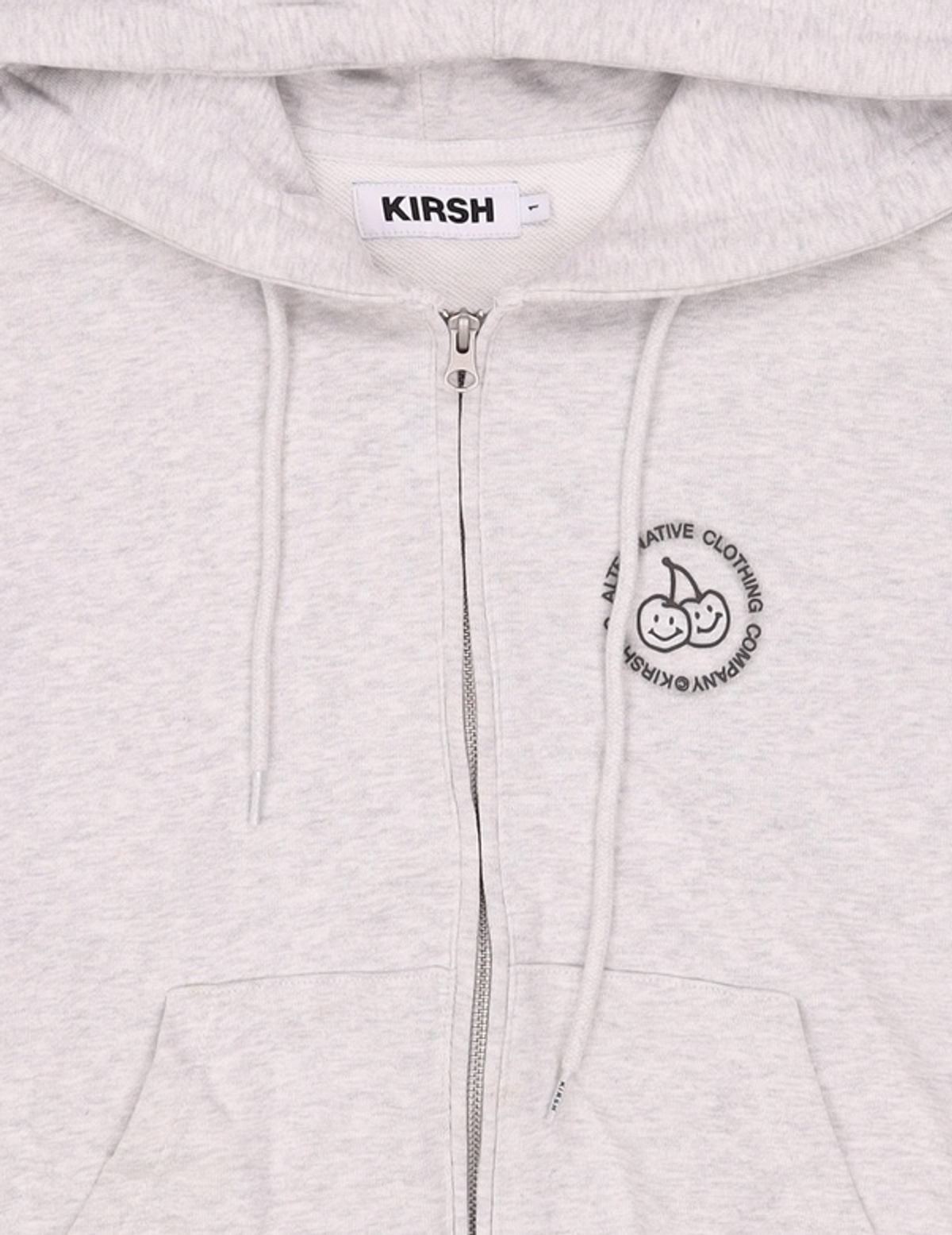 키르시(KIRSH) 두들 체리 서클 로고 후드 집업 [멜란지 그레이] 1