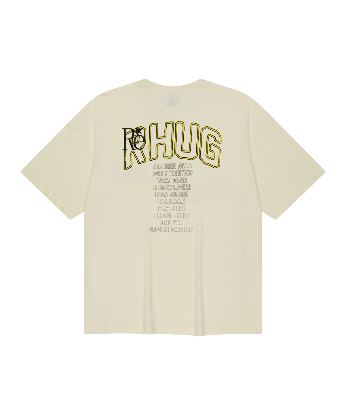 유니버스 가먼트(UNIVERSE GARMENT) Happy 패밀리 크롭 티셔츠_IVORY