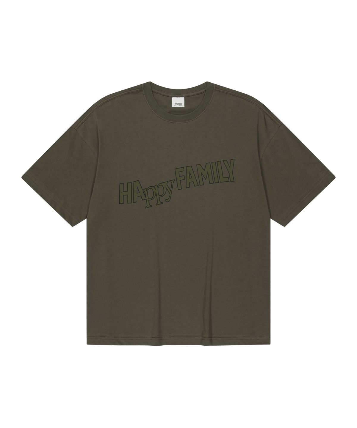 유니버스 가먼트(UNIVERSE GARMENT) Happy 패밀리 크롭 티셔츠_BROWN