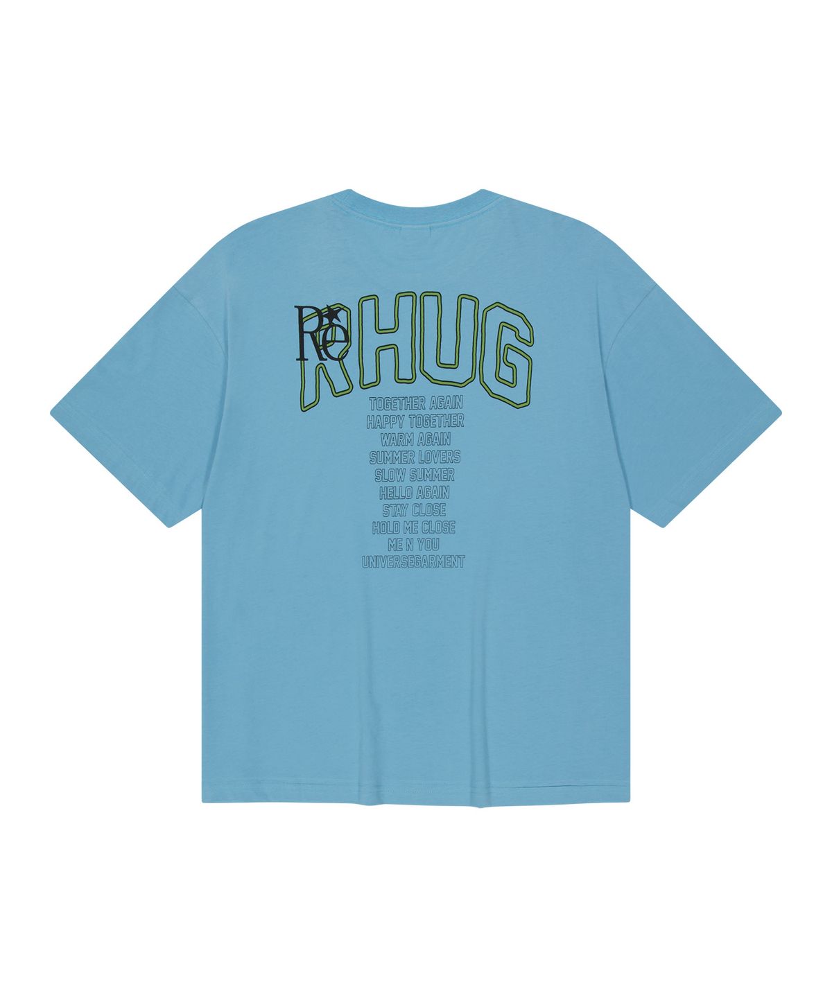 유니버스 가먼트(UNIVERSE GARMENT) Happy 패밀리 크롭 티셔츠_BLUE