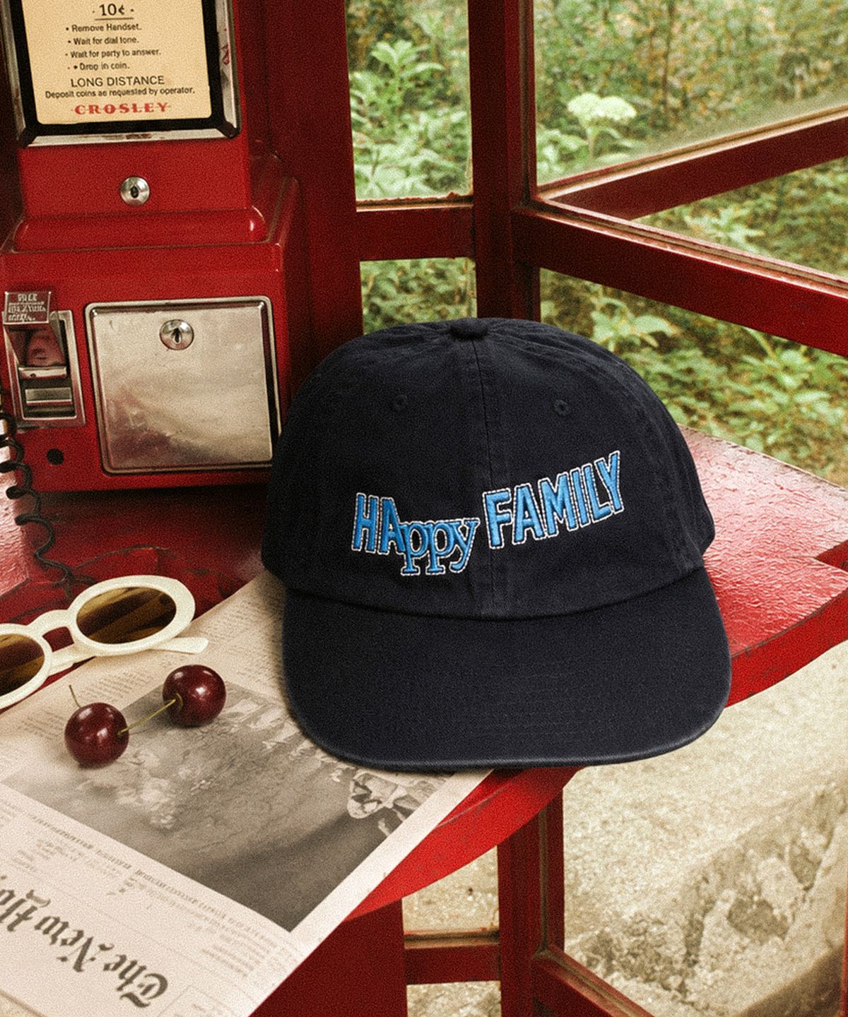 유니버스 가먼트(UNIVERSE GARMENT) Happy 패밀리 워싱 캡_NAVY