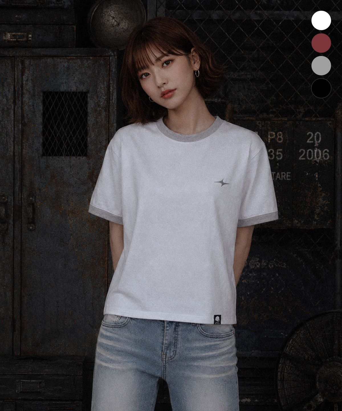 고스트리퍼블릭(GHOST REPUBLIC) 크롭 링거 반팔티 4Color GT-394