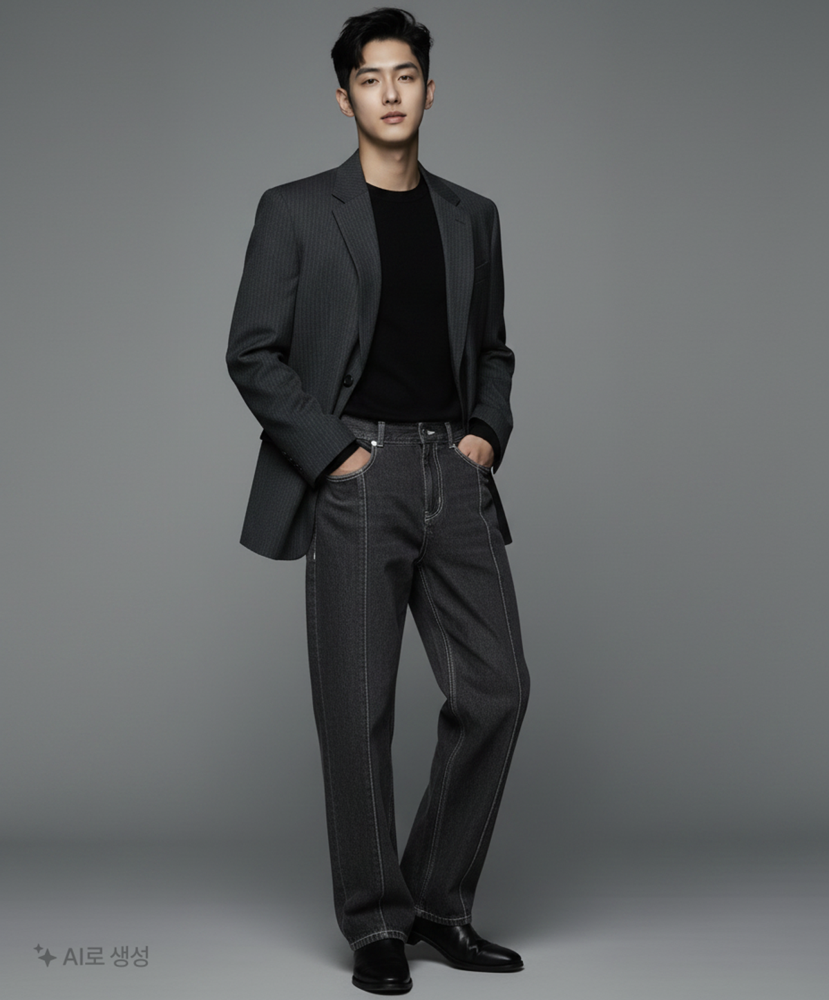 데케트(DECET) Center Incision Wide Jeans DCPT028Black 28