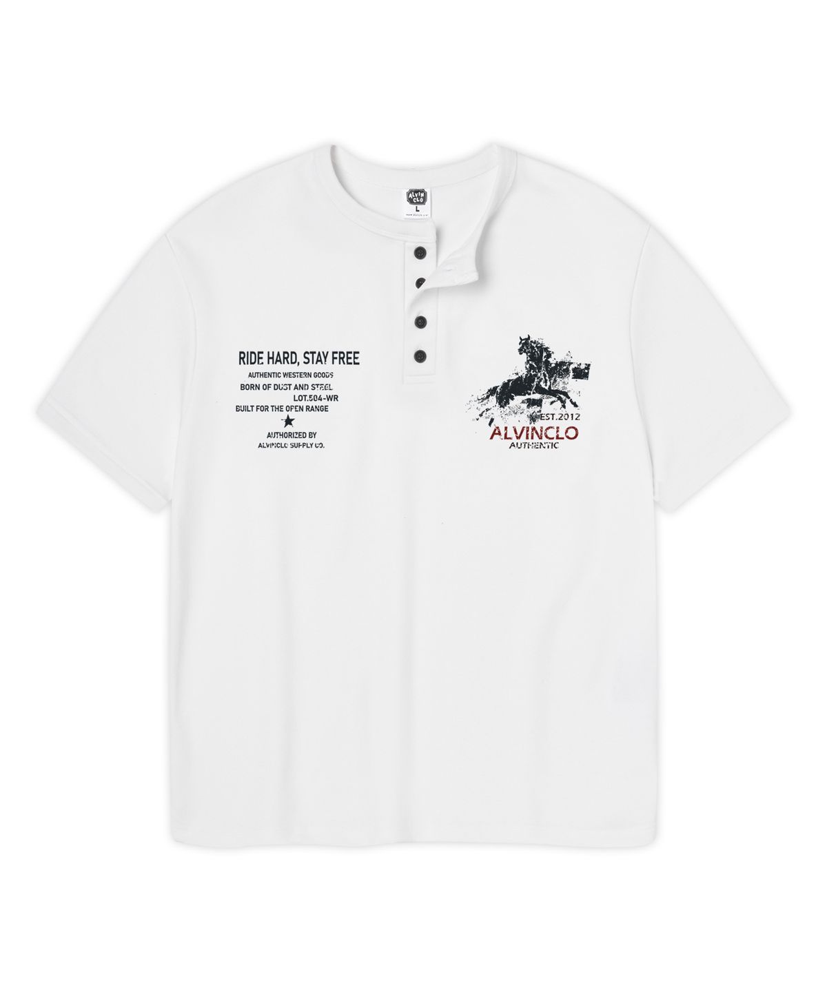 앨빈클로(ALVINCLO) RIDE HARD 헨리넥 크롭핏 반팔티 AST3680 (2COLOR)