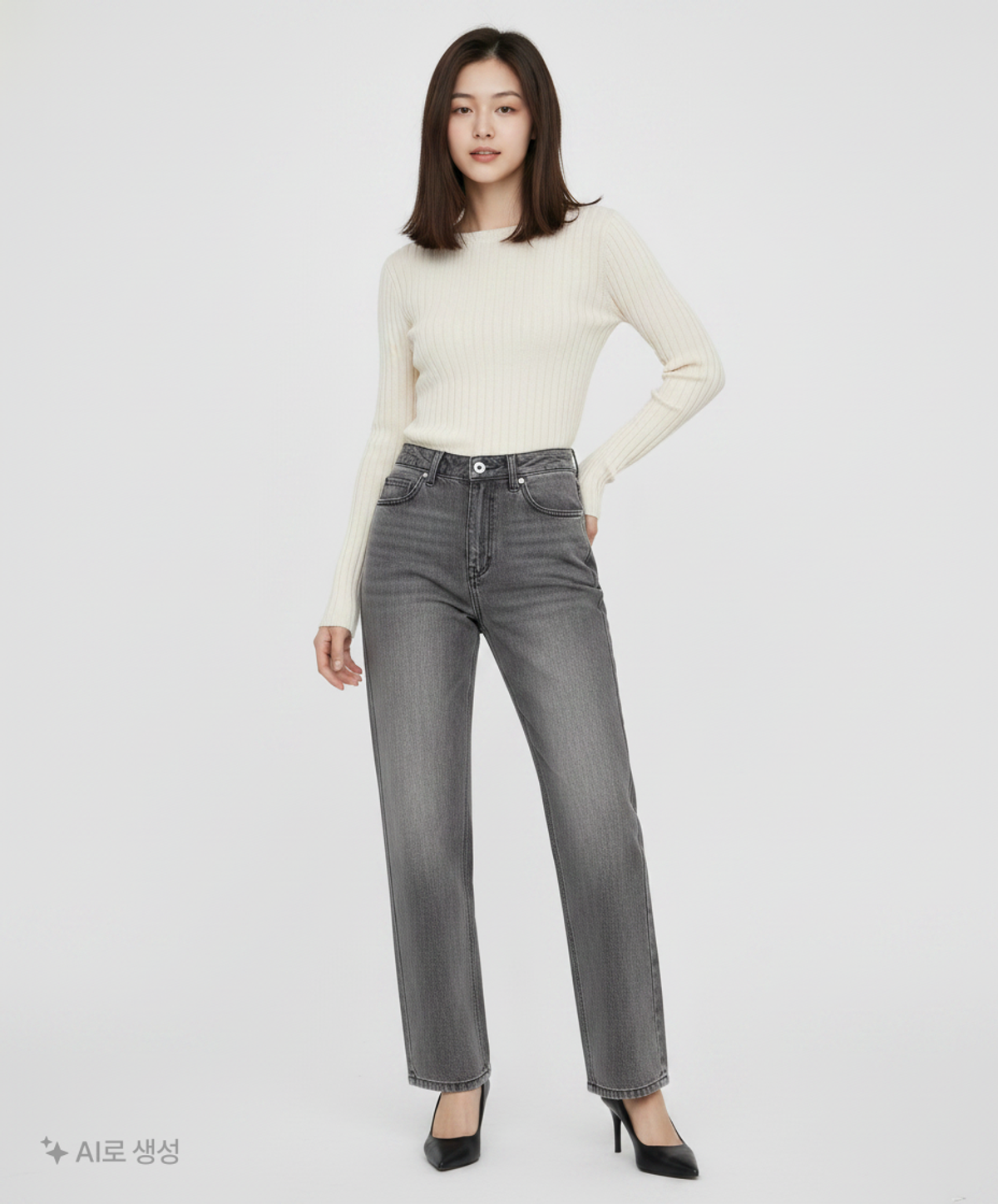 미나브(MINAV) 버티컬 와이드 데님팬츠 [블랙] M