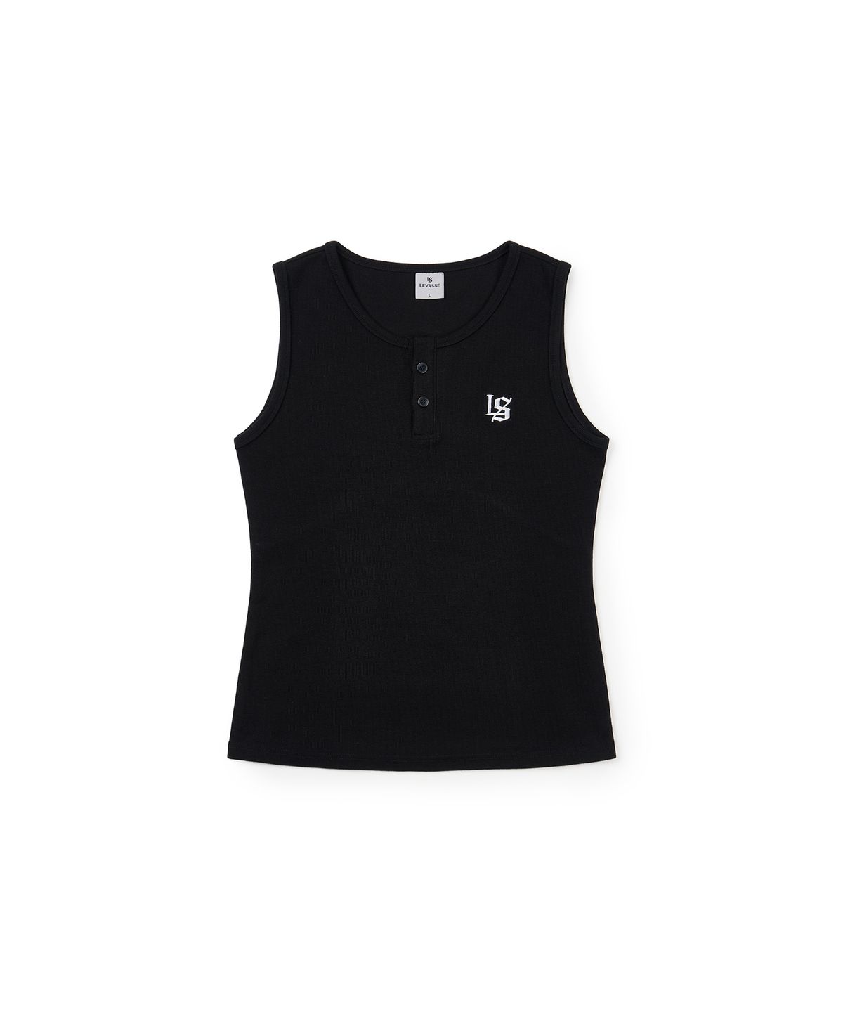 르바세(LEVASSE) Ribbed Henley Muscle Tank_Black