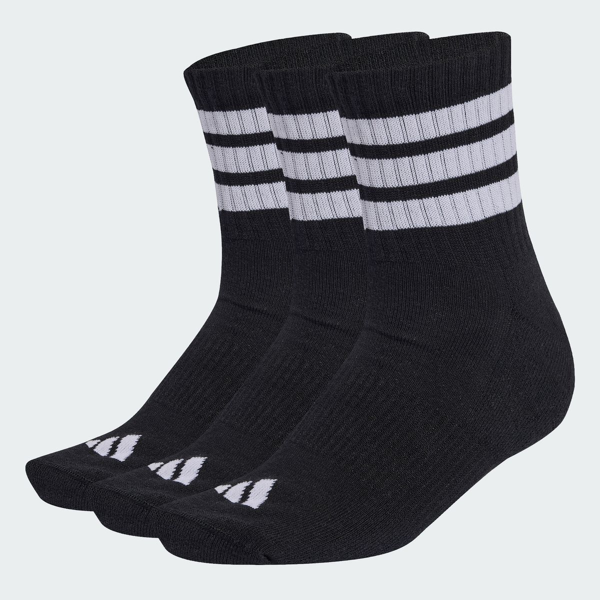 아디다스(ADIDAS) 3-스트라이프 쿠션 스포츠웨어 미드 컷 삭스 3켤레 팩 KC9617