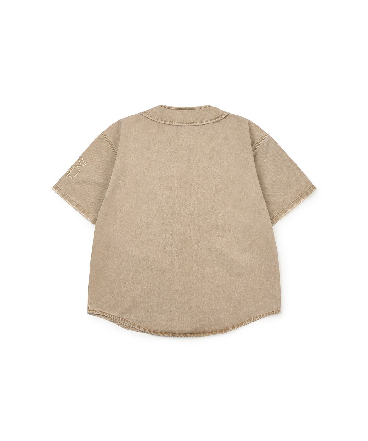 르바세(LEVASSE) Washed Denim Baseball Over-fit Jersey_Sand