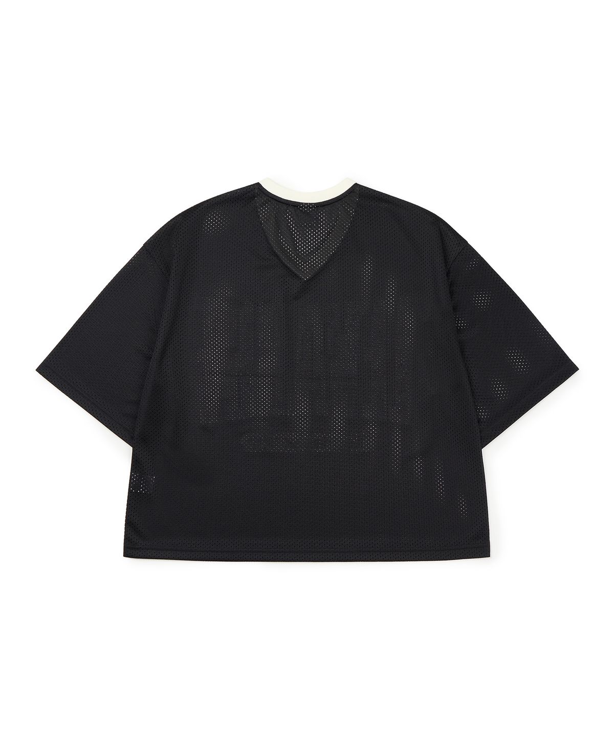 르바세(LEVASSE) Oversized Mesh V-Neck Tee_Black