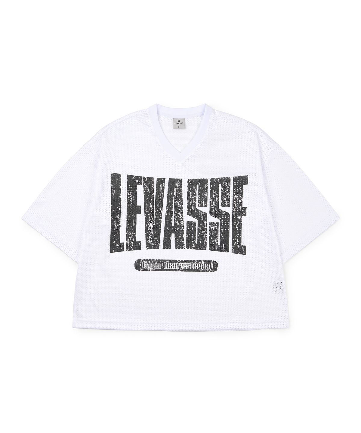 르바세(LEVASSE) Oversized Mesh V-Neck Tee_White