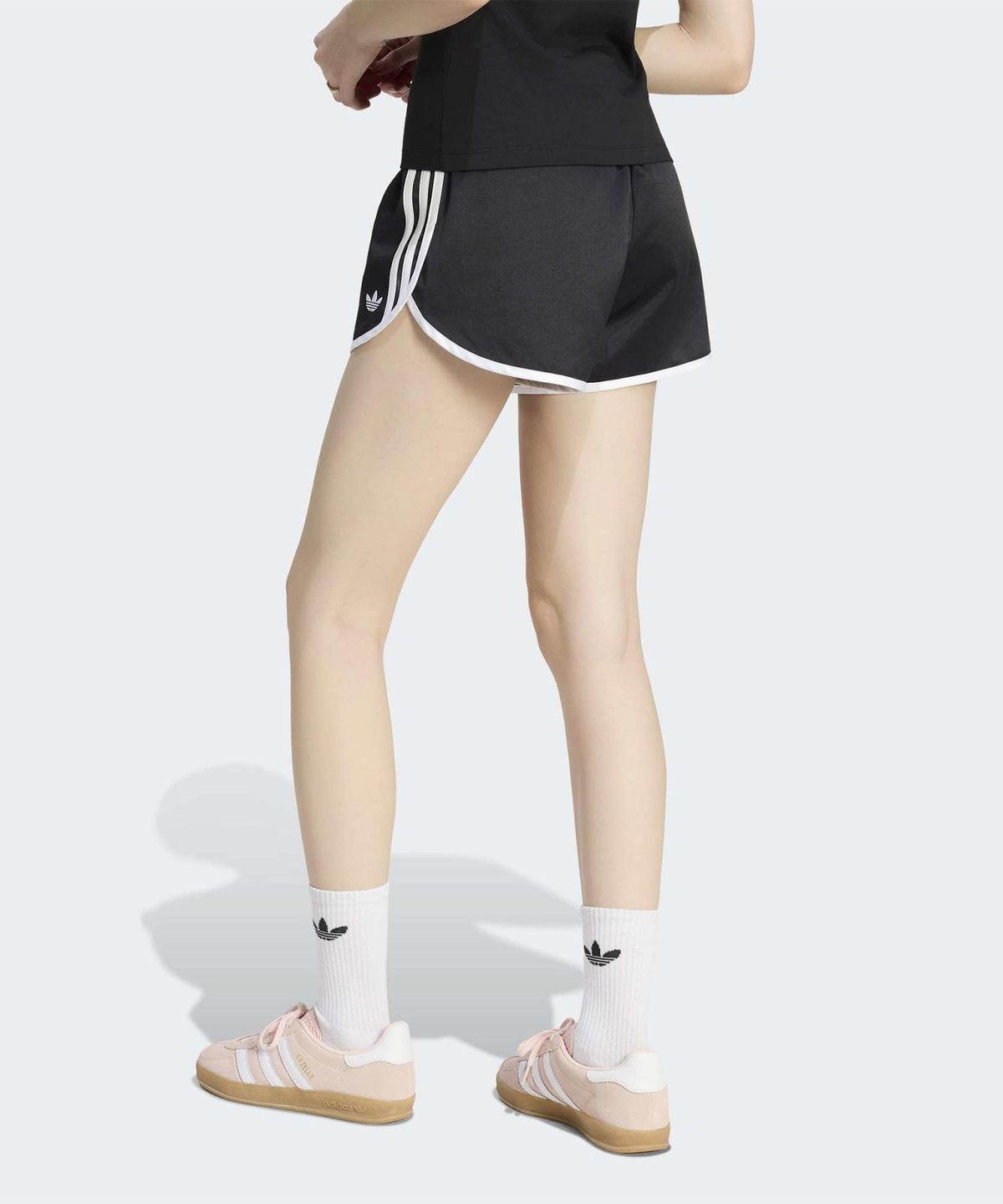 아디다스(ADIDAS) 새틴 3S 스프린터 숏 팬츠 - 블랙:화이트 / KR4226