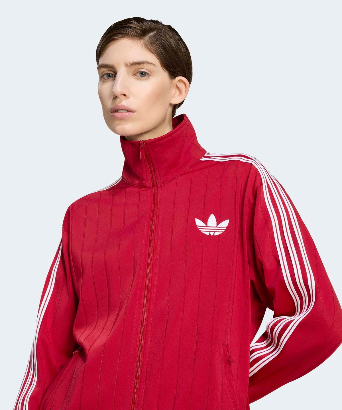 아디다스(ADIDAS) 핀스트라이프 파이어버드 루즈 트랙탑 - 레드:화이트 / KS9984