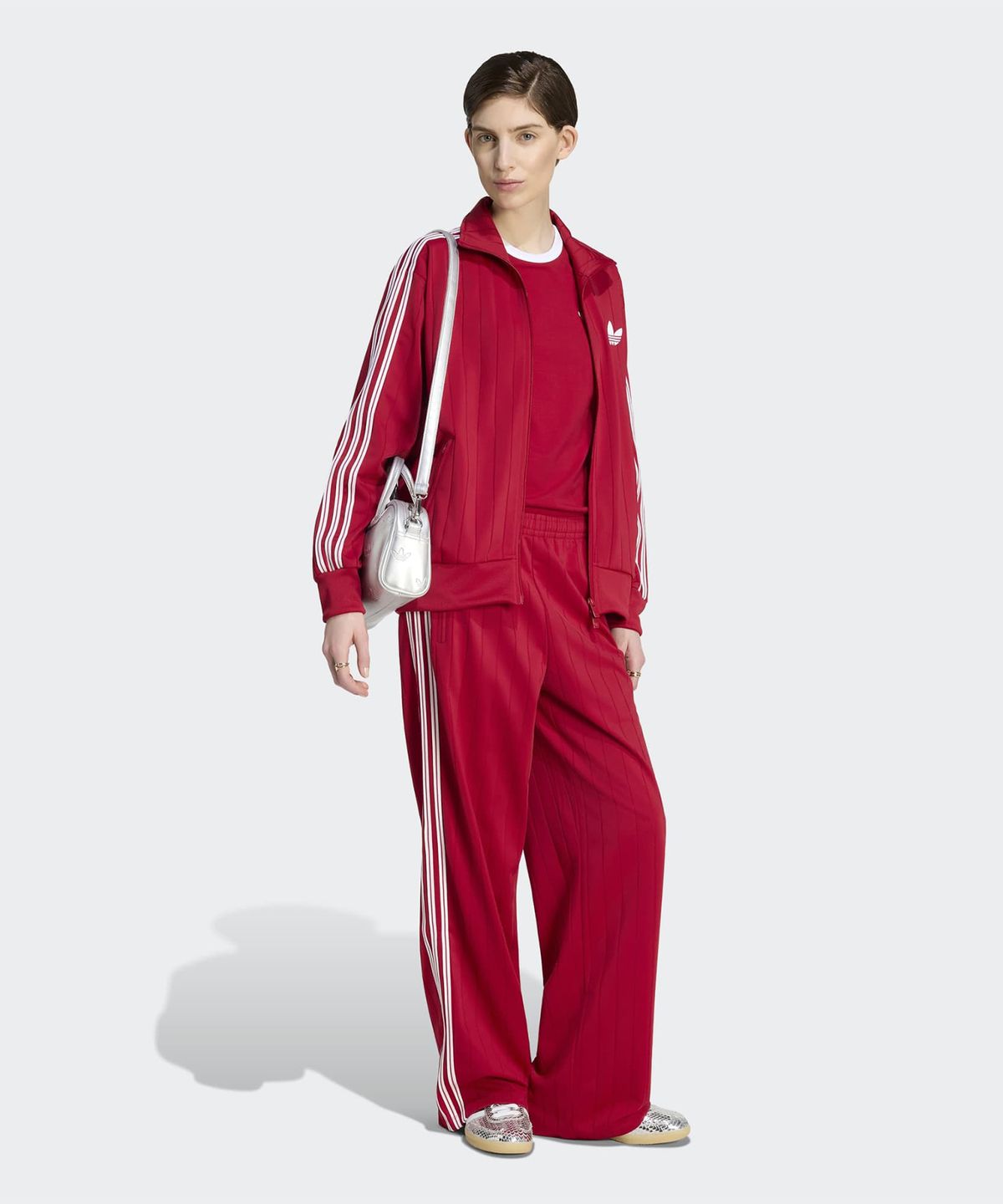 아디다스(ADIDAS) 핀스트라이프 파이어버드 루즈 트랙탑 - 레드:화이트 / KS9984